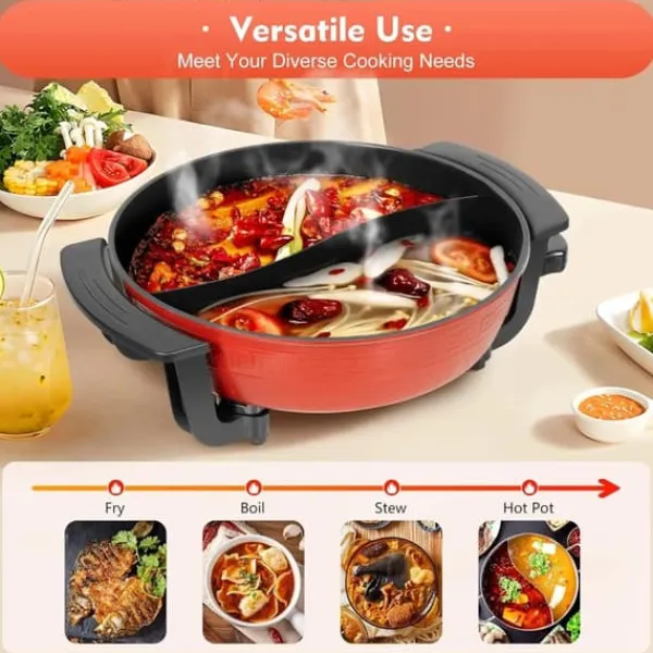 Madlavningsmaskiner>Elektrisk Hot Pot, 6L Kapacitet, Justerbar Temperaturkontrol