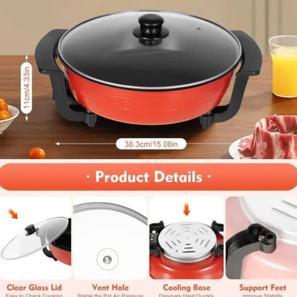 Madlavningsmaskiner>Elektrisk Hot Pot, 6L Kapacitet, Justerbar Temperaturkontrol