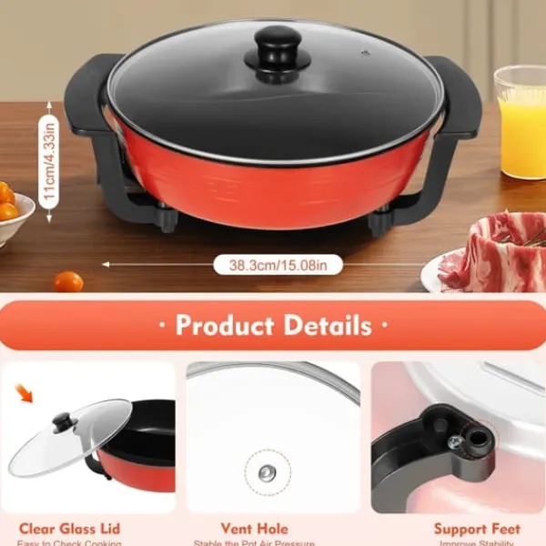 Elektrisk hotpot - Gryde med 2 rum - 1360 W - 220 V - Nonstick belægning - Fødevaregodkendt - Himmelblå New