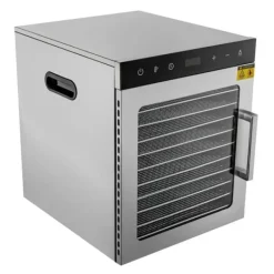 Elektrisk Madtørrer - Dehydrator - 10 Rustfri Stålbakker - 800 W - Digital Temperatur 30–90 °C - Timer 0,5–24 t - Rustfrit Stål - Lysegrå New