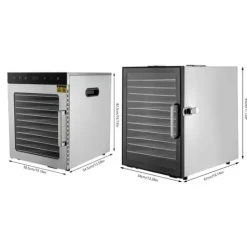 Elektrisk Madtørrer - Dehydrator - 10 Rustfri Stålbakker - 800 W - Digital Temperatur 30–90 °C - Timer 0,5–24 t - Rustfrit Stål - Lysegrå New