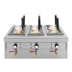 Madlavningsmaskiner>Elektrisk pastakoger - Nudelkoger - 6-huls - 9 l - 2,5 kW - 220 V 50 Hz - 30–110 °C - Rustfrit stål 201