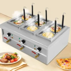 Madlavningsmaskiner>Elektrisk pastakoger - Nudelkoger - 6-huls - 9 l - 2,5 kW - 220 V 50 Hz - 30–110 °C - Rustfrit stål 201