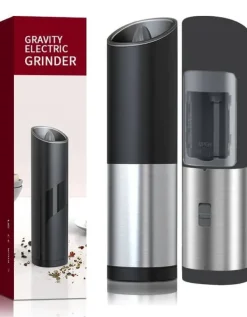 Krydderikværne>Elektrisk peber- og saltkværn - RUSTFRIT STÅL BELYSNING