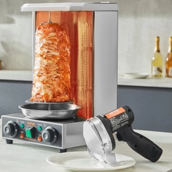 Kødskivere>Elektrisk shawarmakniv, 21x13x20 cm, rustfrit stål