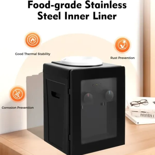 Vandkølere>Elektrisk vanddispenser/vandkøler - Bordmodel - Varm & kold, Topbetjent, 220V 50Hz, 550W/75W, Til 3,5–18,9 L dunke - Sort