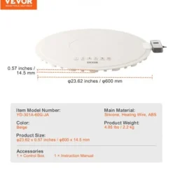 Elektrisk varmebakke, 60x1,5 cm, beige, silikone Online