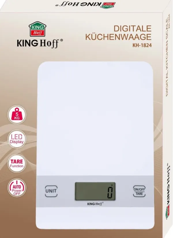 Køkkenvægte>Elektronisk køkkenvægt 1g 5kg KINGHOFF KH-1824