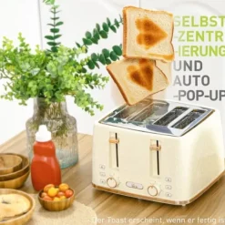 Elkedel & brødrister sæt, 1,7 L, 4 skiver, 7 indstillinger, optøning/opvarmning, auto-sluk, beige Clearance