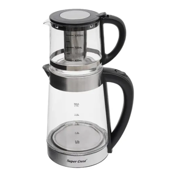 Kaffe- & Tekander>Elkedel, Dobbelt Gryde Design, Automatisk Afbrydningsfunktion,Klar Sølv Sort