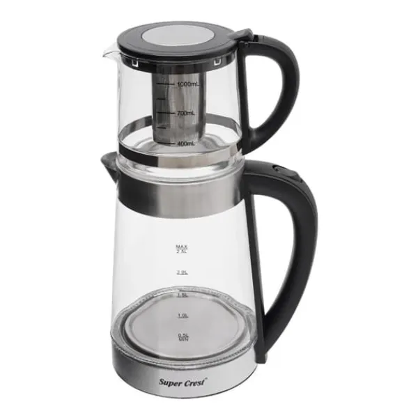 Kaffe- & Tekander>Elkedel, Dobbelt Gryde Design, Automatisk Afbrydningsfunktion,Klar Sølv Sort