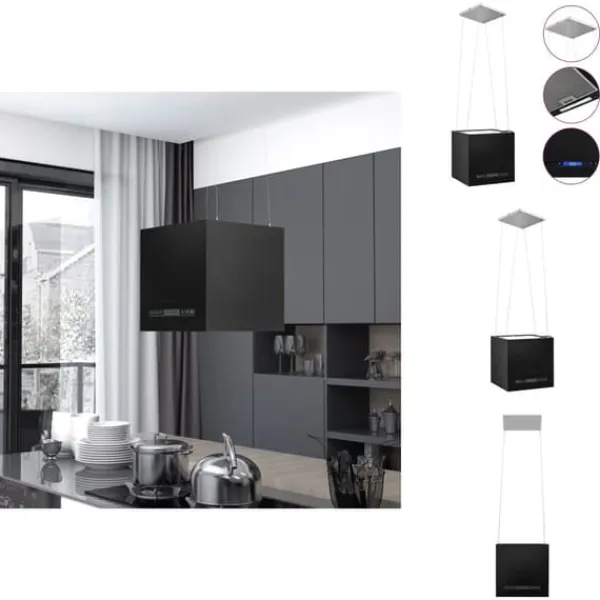 Emhætter>Emhætter - Living hængende ø-emhætte med touchsensor LCD 37 cm pulverlakeret stål