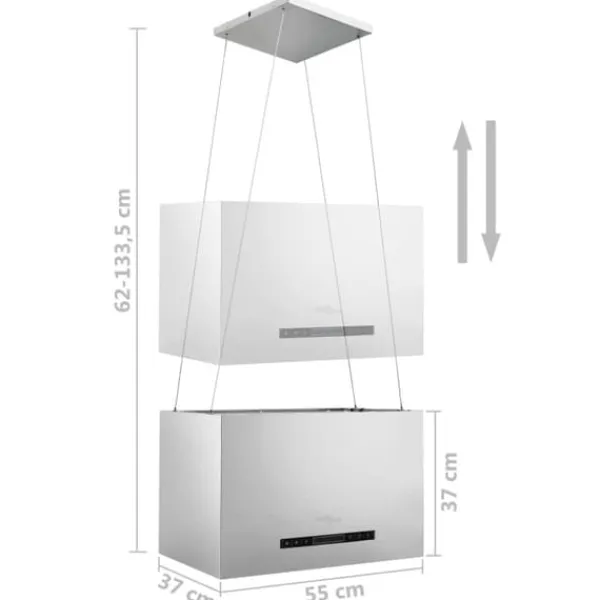 Emhætter - Living hængende ø-emhætte med touchsensor LCD 55 cm rustfrit stål Best