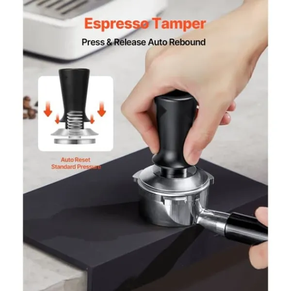 Kaffemaskiner Til God Kaffe>Espresso Tamper 51mm, Rustfrit Stål Kaffe Tamper, med Fjederfunktion