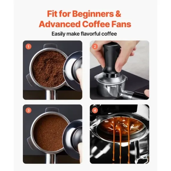 Kaffemaskiner Til God Kaffe>Espresso Tamper 51mm, Rustfrit Stål Kaffe Tamper, med Fjederfunktion