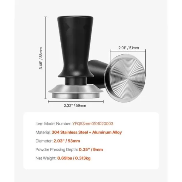 Kaffemaskiner Til God Kaffe>Espresso Tamper 51mm, Rustfrit Stål Kaffe Tamper, med Fjederfunktion