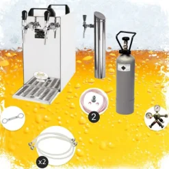 Fadølsanlæg - kontakt 40 2-sidet tør køler, kontinuerlig køler 50 liter/h, inkl. Dispensersøjle, Green Line, KEG:Typ G, KEG 2:Type M Hot