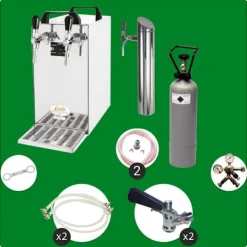 Fadølsanlæg - kontakt 40 2-sidet tør køler, kontinuerlig køler 50 liter/h, inkl. Dispensersøjle, Green Line, KEG 2:Typ G, KEG:NC adapter Clearance