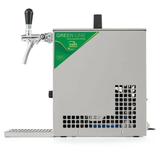 fadølsanlæg PYGMY 25 / K med membranpumpe, 1-sidet tør køleenhed lavet af rustfrit stål, 35 liter/h, inkl. Dispenser, Green Line, KEG:Type M Outlet