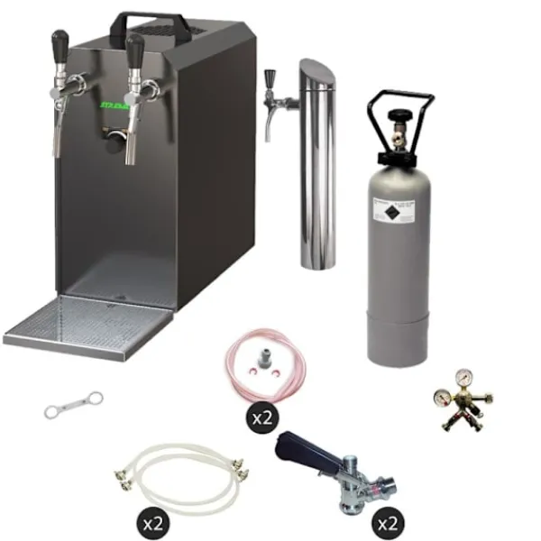 fadølsanlæg STREAM 50 ølkasse, gennemstrømningskøler, 2-linjers tørkøler, op til 55 liter/h - BLACK EDITION, KEG:Typ G, KEG 2:Type A Discount