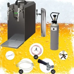 fadølsanlæg STREAM 50 ølkasse, gennemstrømningskøler, 2-linjers tørkøler, op til 55 liter/h - BLACK EDITION, KEG:Typ G, KEG 2:KeyKeg Best