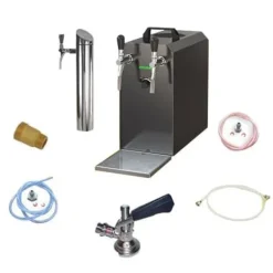 Ølhaner>fadølsanlæg STREAM 50K med luftpumpe, ølkasse, gennemstrømningskøler 2-linjers tørkøler , op til 55 liter/h - SORT UDGAVE, KEG:Type M, KEG 2:Type M