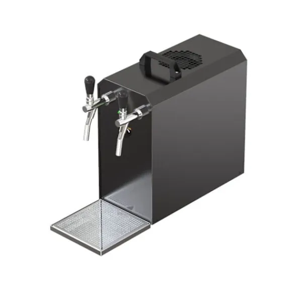 Ølhaner>fadølsanlæg STREAM 50K med luftpumpe, ølkasse, gennemstrømningskøler 2-linjers tørkøler , op til 55 liter/h - SORT UDGAVE, KEG:Type M, KEG 2:Type M