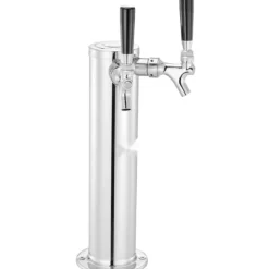 Fadølstårn med dobbelte vandhaner, rustfrit stål, Kegerator Tower Kit med formonterede slanger og selvlukkende vandhane til fest og bar