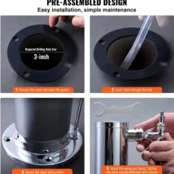 Fadølstårn med dobbelte vandhaner, rustfrit stål, Kegerator Tower Kit med formonterede slanger og selvlukkende vandhane til fest og bar