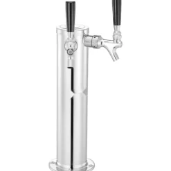 Fadølstårn med dobbelte vandhaner, rustfrit stål, Kegerator Tower Kit med formonterede slanger og selvlukkende vandhane til fest og bar