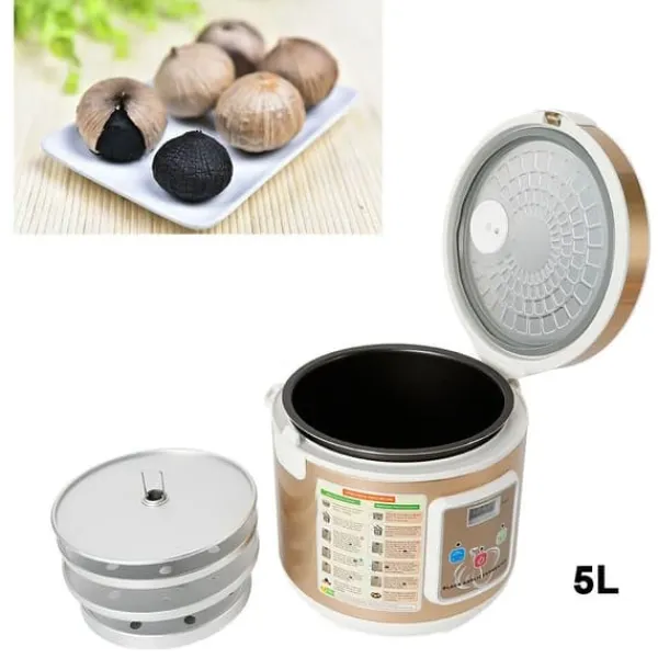 Madlavningsmaskiner>Fermenter til sort hvidløg - Fuldautomatisk - Kapacitet 5 l - Effekt 90 W - Gæring 12–15 dage - Temperatur 30–85 °C - Slip-let belægning - Guld