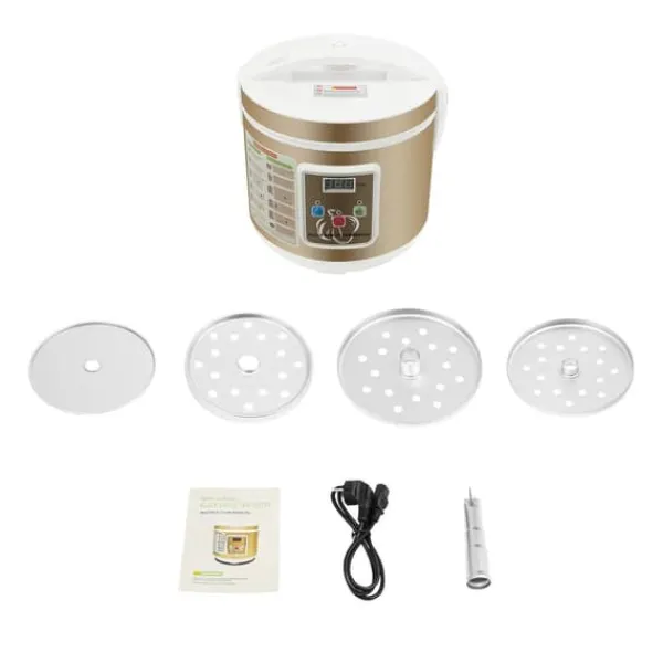 Madlavningsmaskiner>Fermenter til sort hvidløg - Fuldautomatisk - Kapacitet 5 l - Effekt 90 W - Gæring 12–15 dage - Temperatur 30–85 °C - Slip-let belægning - Guld