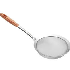 Finmasket si i rustfrit stål med trælignende håndtag til ris, olie, pasta, nudler, grøntsager M 380x133mm Hot