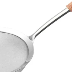 Finmasket si i rustfrit stål med trælignende håndtag til ris, olie, pasta, nudler, grøntsager M 380x133mm Hot
