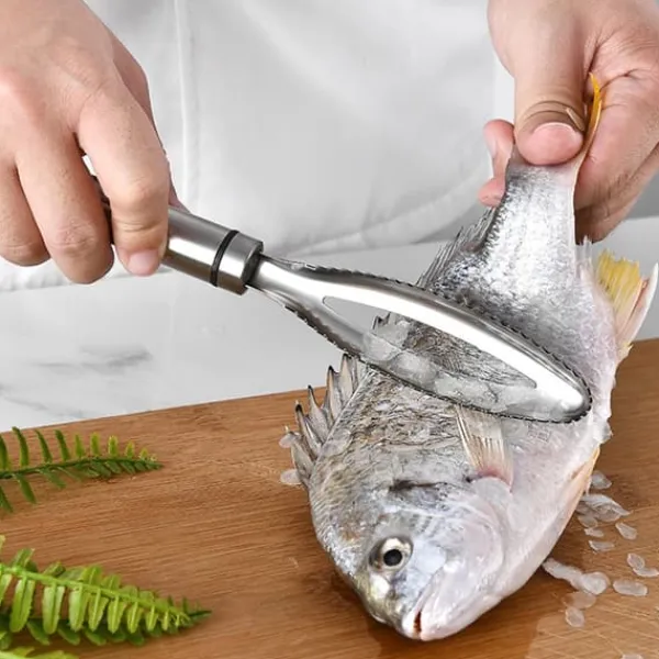Fiskeskæl Rengøringsbørste Meget Effektiv Multifunktionel Rustfrit Stål Ergonomisk Fiskeskælfjerner Til Køkken Clearance