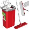 Flad moppe + spand + teleskopstang + 2 x mikrofiberpude 5,7 l gulvrengøring XXL sæt roterende hoved Clearance