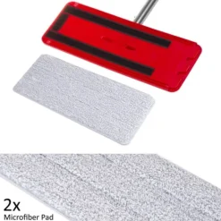 Flad moppe + spand + teleskopstang + 2 x mikrofiberpude 5,7 l gulvrengøring XXL sæt roterende hoved Clearance