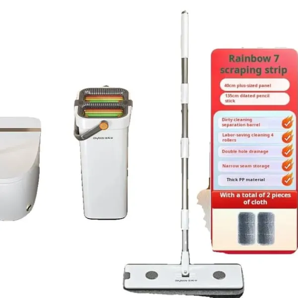 Rengøringsudstyr>Flad Moppe, Mikrofiberstof, Effektivt Vridningssystem,40CM mop 2 klude