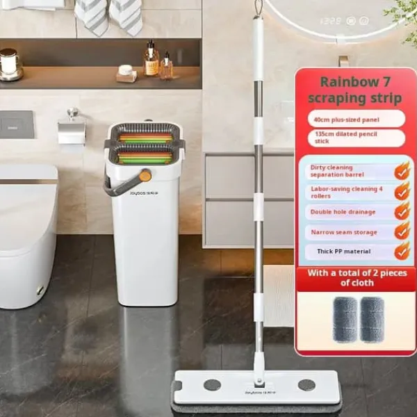 Rengøringsudstyr>Flad Moppe, Mikrofiberstof, Effektivt Vridningssystem,40CM mop 2 klude