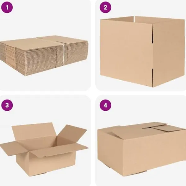 Opbevaringsæsker Til Hjemmet>Foldbar Opbevaringskasse i Pap - 50 pcs | Farve: Brun | Størrelse: 35x24x15 cm