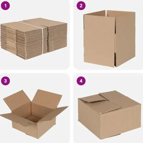 Opbevaringsæsker Til Hjemmet>Foldbar opbevaringskasse - 50 stk Brun | Størrelse: 15x15x8 cm | Materiale: Pap
