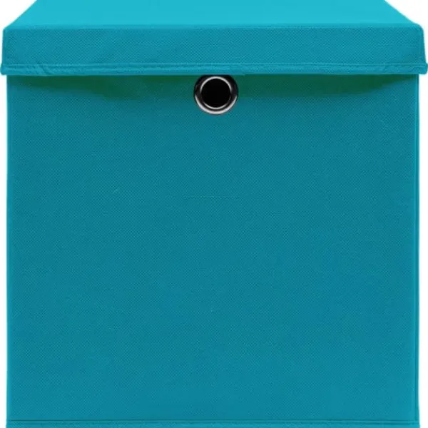 Opbevaringsæsker Til Hjemmet>Foldbare opbevaringskasser med låg - 4 stk. | Størrelse: 32x32x32 cm | Farve: Babyblå