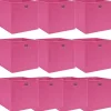 Foldbare opbevaringskasser 10 stk. - Holdbar opbevaring i stof | Farve: Pink | Størrelse: 32x32x32 cm