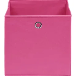 Foldbare opbevaringskasser 10 stk. - Holdbar opbevaring i stof | Farve: Pink | Størrelse: 32x32x32 cm