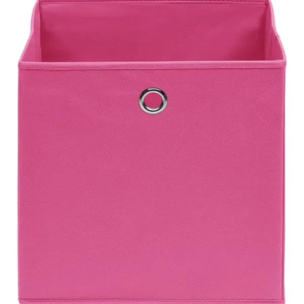 Foldbare opbevaringskasser 10 stk. - Holdbar opbevaring i stof | Farve: Pink | Størrelse: 32x32x32 cm