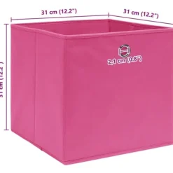Foldbare opbevaringskasser 10 stk. - Holdbar opbevaring i stof | Farve: Pink | Størrelse: 32x32x32 cm