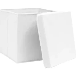 Foldbare opbevaringskasser med låg - 10 stk. | Farve: Hvid | Størrelse: 32x32x32 cm Clearance