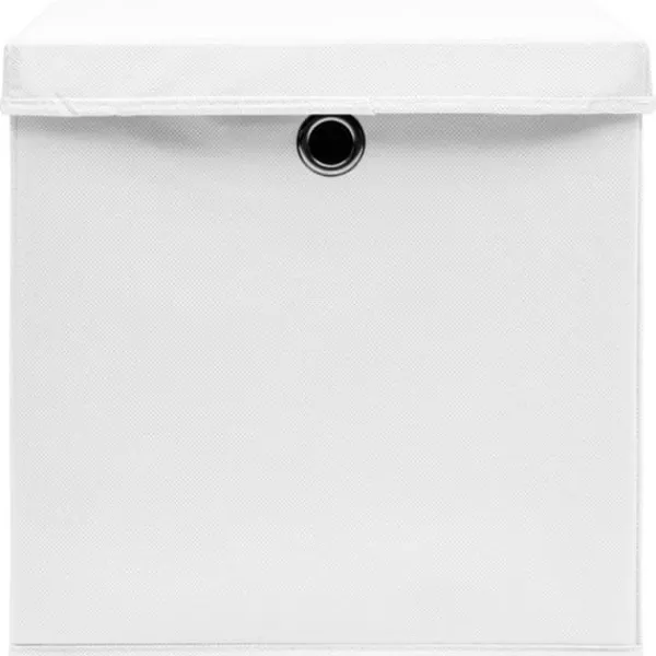 Foldbare opbevaringskasser med låg - 10 stk. | Farve: Hvid | Størrelse: 32x32x32 cm Clearance