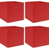 Opbevaringsæsker Til Hjemmet>Foldbare opbevaringskasser 4 stk. | Materiale: Stof | Farve: Rød | Størrelse: 32x32x32 cm