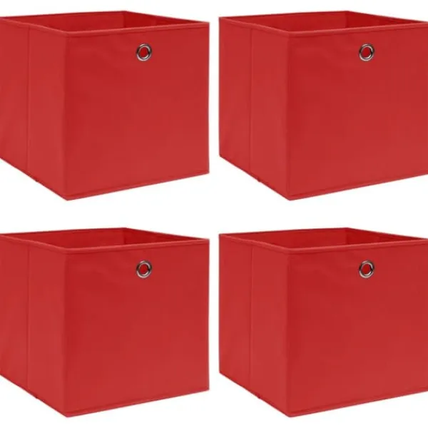Opbevaringsæsker Til Hjemmet>Foldbare opbevaringskasser 4 stk. | Materiale: Stof | Farve: Rød | Størrelse: 32x32x32 cm
